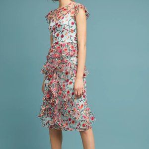 Anthropologie Embroidered Tea Dress